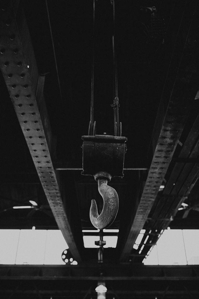 MHS crane hook bw B K mile high station denver colorado wedding portrait photographer 551 websize 683x1024